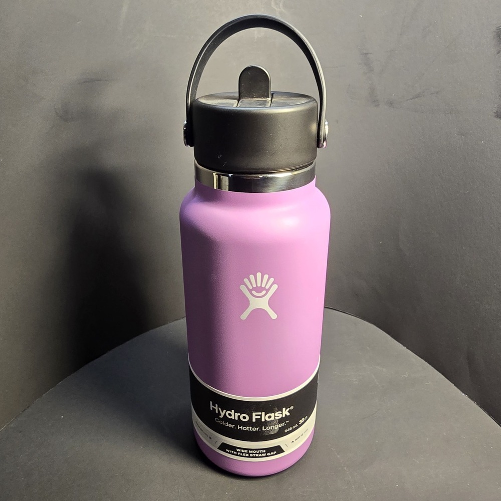 Hydro Flask 32 oz Wide Mouth Insulated Travel Bottle Flex Straw Cap (Pink Color)